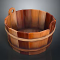 Handcrafted Natural Wooden Bucket With Rustic Wood Staves And Side Handle Design