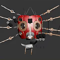 Mechanical Insectoid Robot With Red Body Copper Appendages And Black Components 3d model