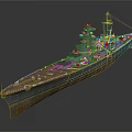 Large Classic Battleship Model Naval Vessel With Deck Turrets And Upper Structure 3d model