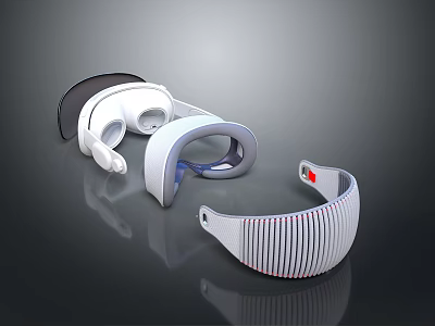 Modern Electronic Head And Eye Massager Devices With White Ergonomic Design 3d model