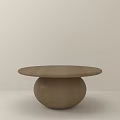 Round Wooden Table With Spherical Base In Minimalist Modern Design 3d model