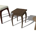 Modern Wooden Stools With Padded Square And Round Seats And Curved Legs