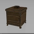 Vintage Wooden Storage Cabinet With Single Drawer And Circular Top Opening