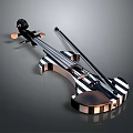 Artistic Violin Musical Instrument with Striped Design and Glossy Copper Black Finish
