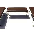 Three Brown Leather Footstools With Gold Metal Legs Modern Design Style