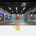 Spacious Freedom Fitness Gym With Treadmill Signage Geometric Walls And Bright Lighting