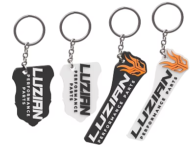 LUZIAN Decorative Ornament Keychain Set With Performance Parts Design Black White Orange Flame Accents 3d model
