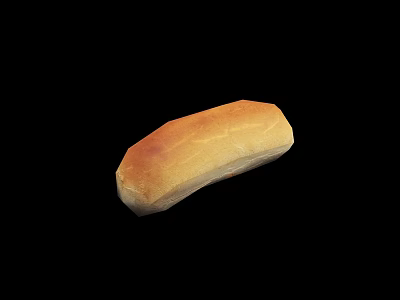 Fresh Golden Long Bread with Crispy Surface on Black Background Showcasing Perfectly Baked Texture 3d model