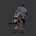 Two Cartoon Style Skeleton Archer 3D Characters With Armor Helmet And Bow 3d model