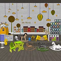 Mr World Colorful Building Blocks With Windmill Small Houses Rocking Horses And Balloons