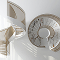 Light Luxury Rotating Stairs Arc Stairs Glass Stairs 3d model