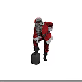 Elderly Man in Red Santa Claus Costume with White Beard Black Belt Standing Pose