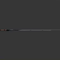 Sharp Metallic Sword With Blue Glowing Accents And Red White Striped Hilt