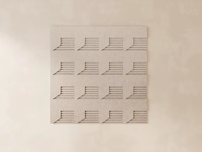 Square Decorative Panel With Repeating Line Patterns On Beige Surface 3d model