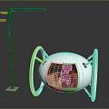 Smart Machine With White Spherical Body And Green Extended Mechanical Arm
