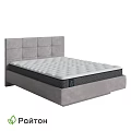 Modern Gray Double Bed With Upholstered Headboard And Comfortable Mattress