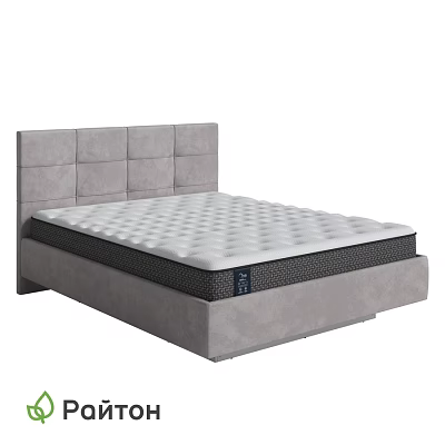 Modern Gray Double Bed With Upholstered Headboard And Comfortable Mattress 3d model