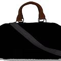 Black Duffel Bag with Brown Handles and Gray Shoulder Strap for Travel