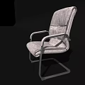 Modern Office Chair With Leather Padded Backrest Seat And Metal Armrests Frame