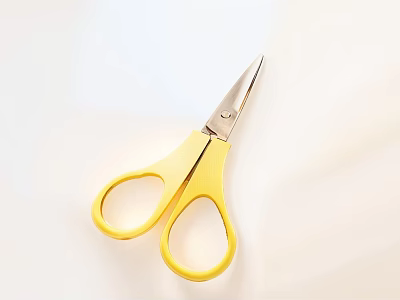 Yellow Household Scissors With Sharp Blade And Comfortable Grip 3d model