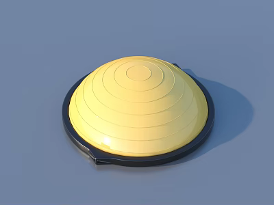 Yellow Hemispherical Kitchen Lid With Black Rim And Smooth Surface 3d model