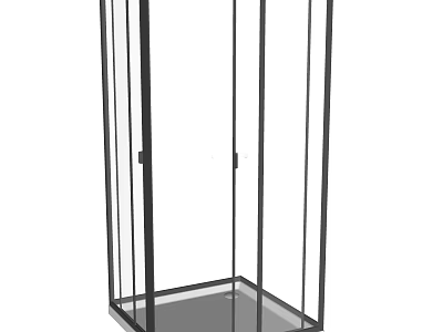 Modern Shower Sauna Enclosure With Glass Walls And Black Metal Frame 3d model