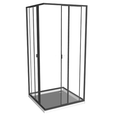 Modern Shower Sauna Enclosure With Glass Walls And Black Metal Frame 3d model