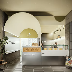 Modern Cream Style Milk Tea Shop Cafe Dessert Shop Happy Tea 3d model