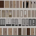 Various Wooden And Glass Panel Doors With Different Designs And Colors