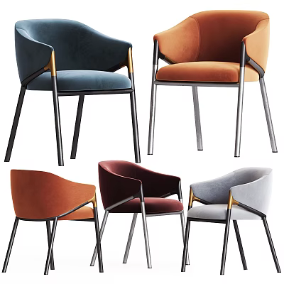 Elegant Modern Upholstered Dining Chairs With Multiple Colors And Metal Legs 3d model