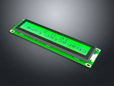 Green LCD Character Display Module With Numeric Digits For Computer Electronic Components 3d model