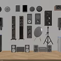 Headphones And Speakers Collection With Various Designs Sizes And Home Audio Styles