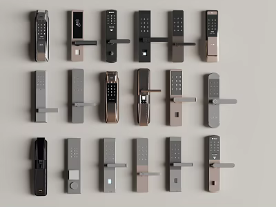 Modern Door Handles In Various Styles And Designs For Home Interior Decor 3d model