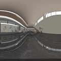 Cultural Center Interior With Spacious Exhibition Halls Display Cases And Traditional Exhibits