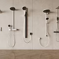 Modern Wall Mounted Shower Heads With Various Designs And Handheld Sprayers 3d model