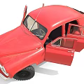 Red Retro Style Car With Open Doors And Classic Design 3d model
