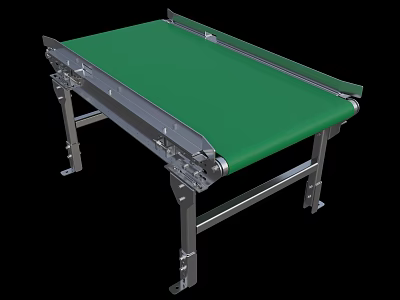 Industrial Conveyor Belt Equipment With Green Belt And Metal Support Frame 3d model
