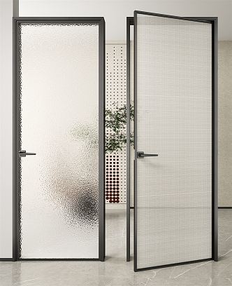 Modern swing door glass single door 3d model