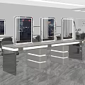 Elegant Modern Hair Salon Interior Design With Illuminated Mirrors And Styling Chairs