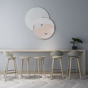 New Chinese Bar Chair Combination Bar Chair 3d model
