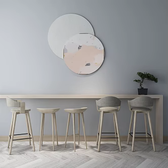 New Chinese Bar Chair Combination Bar Chair 3d model