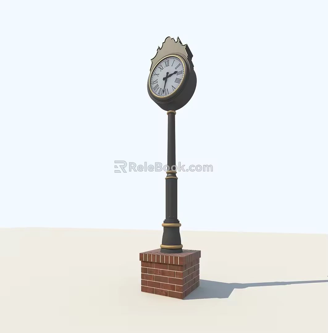 Modern floor clock street lamp 3d model