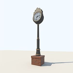 Modern floor clock street lamp 3d model