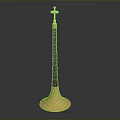 Horn Shaped Commercial Equipment With Red Textured Handle And Golden Base