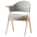 Modern Leisure Accent Chair With Dark Wood Arms Legs Light Gray Fabric Upholstered Seat Backrest