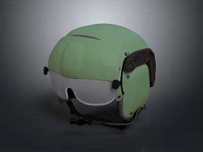 Green Protective Helmet With Visor And Adjustable Black Straps Stylish Design 3d model