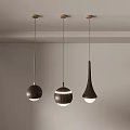 Modern Pendant Lights With Three Different Designs Hanging From Ceiling For Interior Decor 3d model