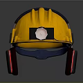 Yellow Safety Helmet with Headlamp and Earmuffs Protective Gear for Construction Work