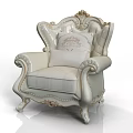 Elegant Single Sofa With Ornate Carved Details And Exquisite Decorative Pillows