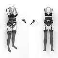 Sexy Women Lingerie Clothing Set With Bralette Panty Garter Belt Stockings And Gloves